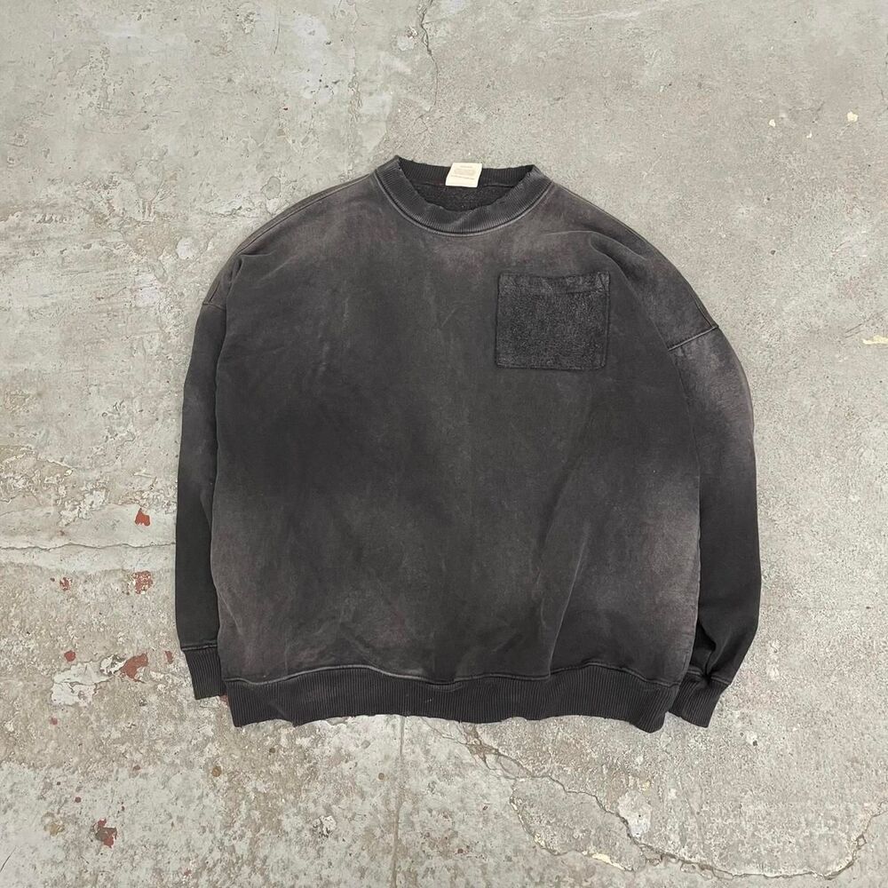 SOLD Moojimooji Reverse Pocket Crew Aged Black sweater.